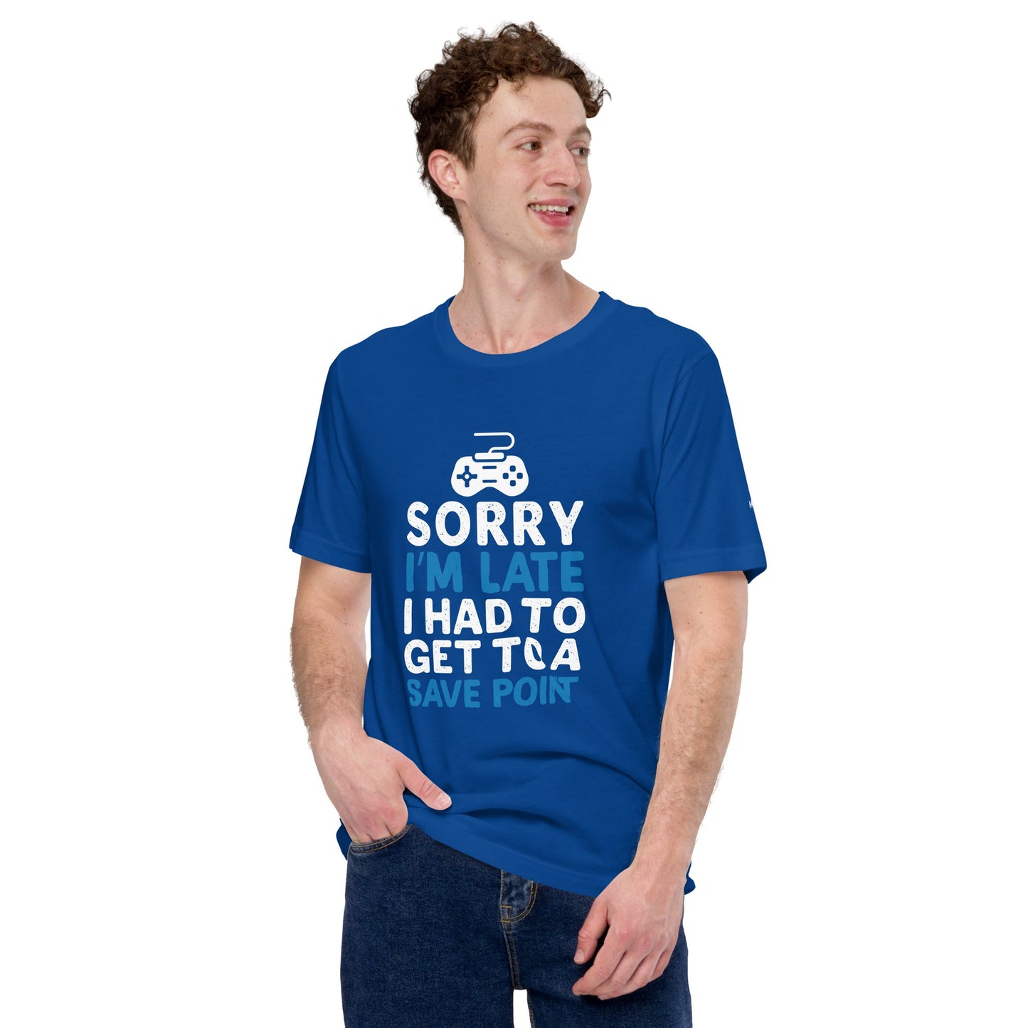 Sorry! I am late, I have to get to a Save Point - Unisex t-shirt by DarkByteGear