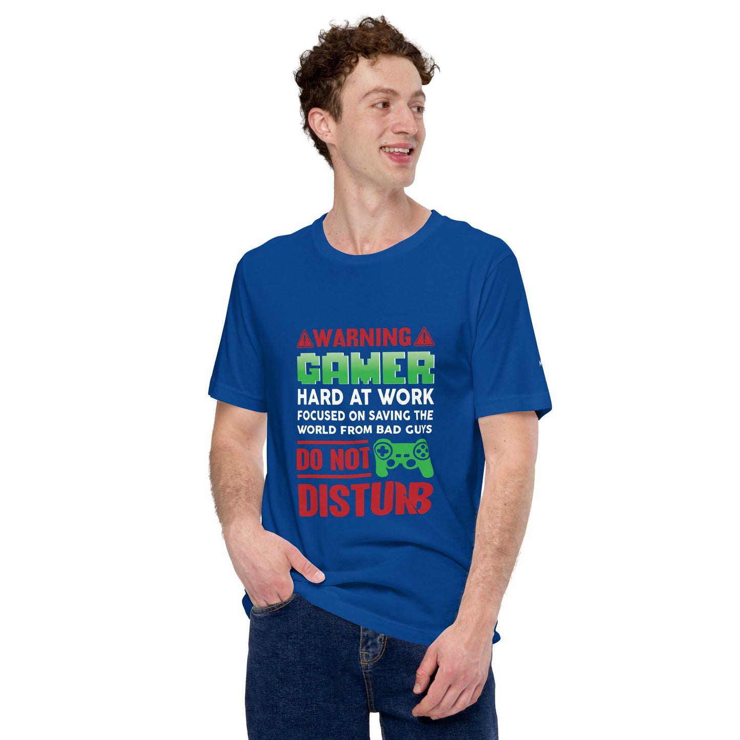 Warning! Gamer Hard at Work, DND - Unisex t-shirt by DarkByteGear