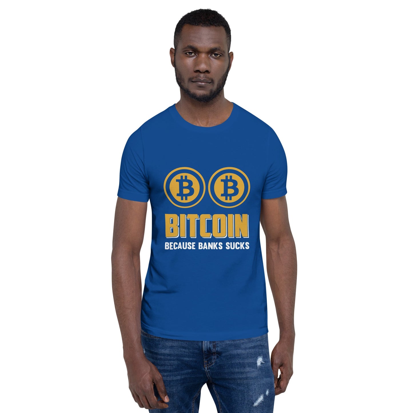Bitcoin because Banks suck Unisex t-shirt by DarkByteGear