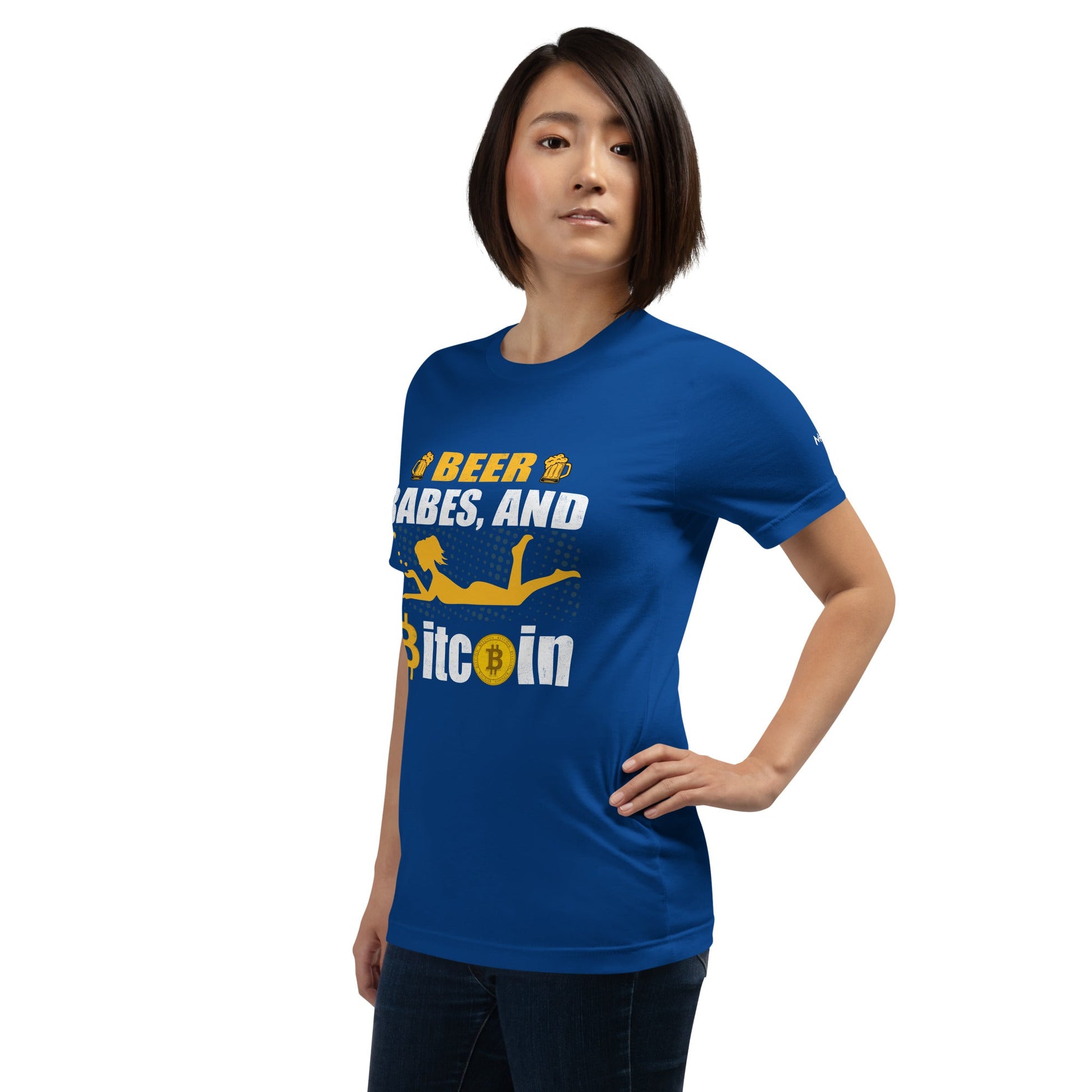 Beer Babe and Bitcoin Unisex t-shirt by DarkByteGear