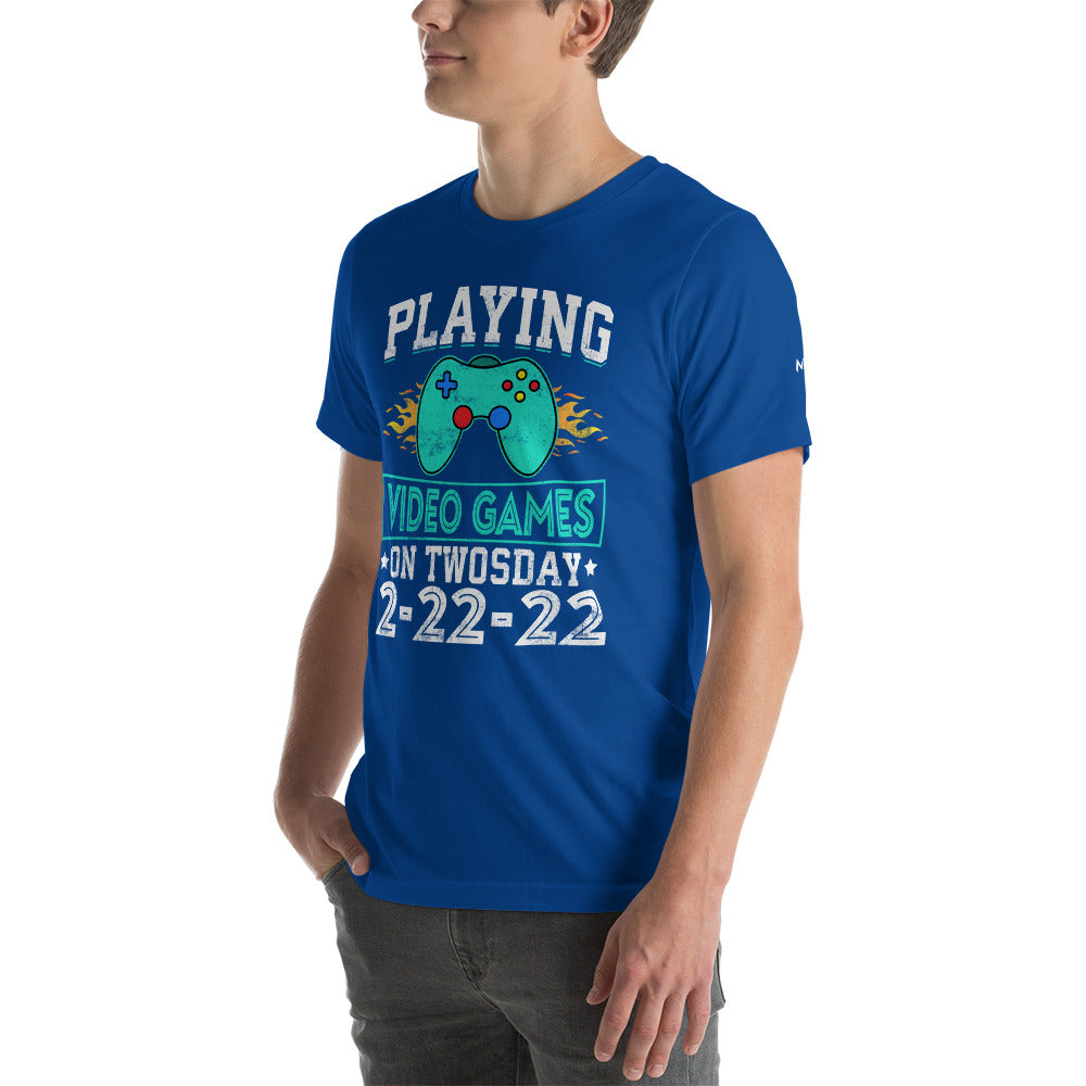 Playing Videogames on Twosday - Unisex t-shirt by DarkByteGear
