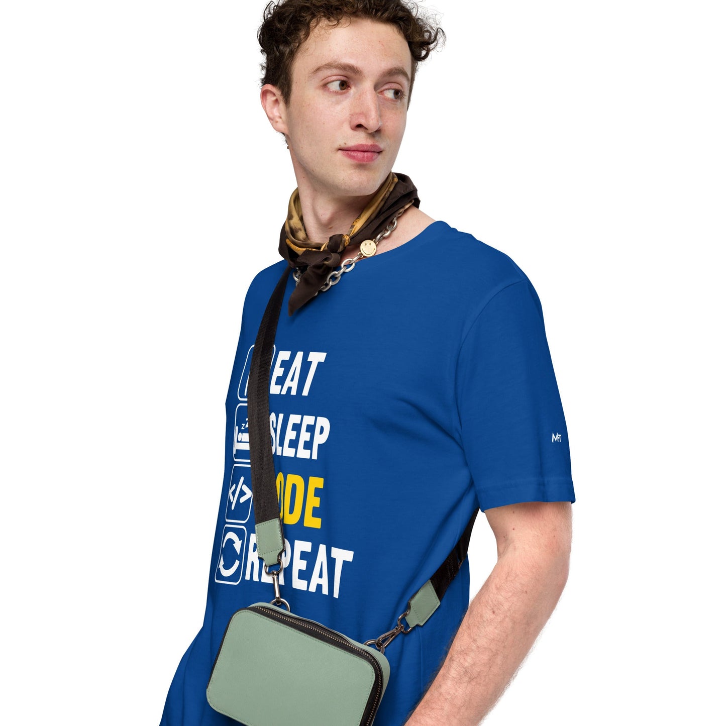 Eat Sleep Code Repeat ( Yellow Text ) - Unisex t-shirt by DarkByteGear