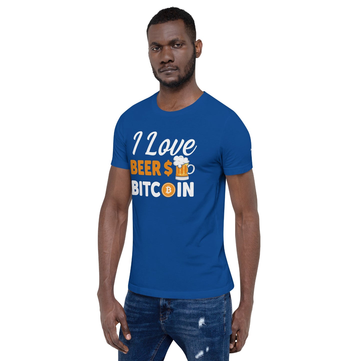 I Love Beer and Bitcoin Unisex t-shirt ( Back Print ) by DarkByteGear
