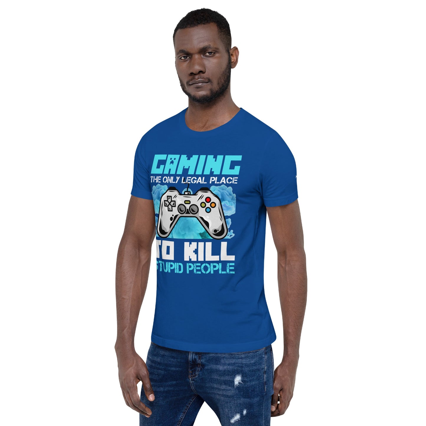 Gaming is the only Legal Place - Blue V Unisex t-shirt by DarkByteGear