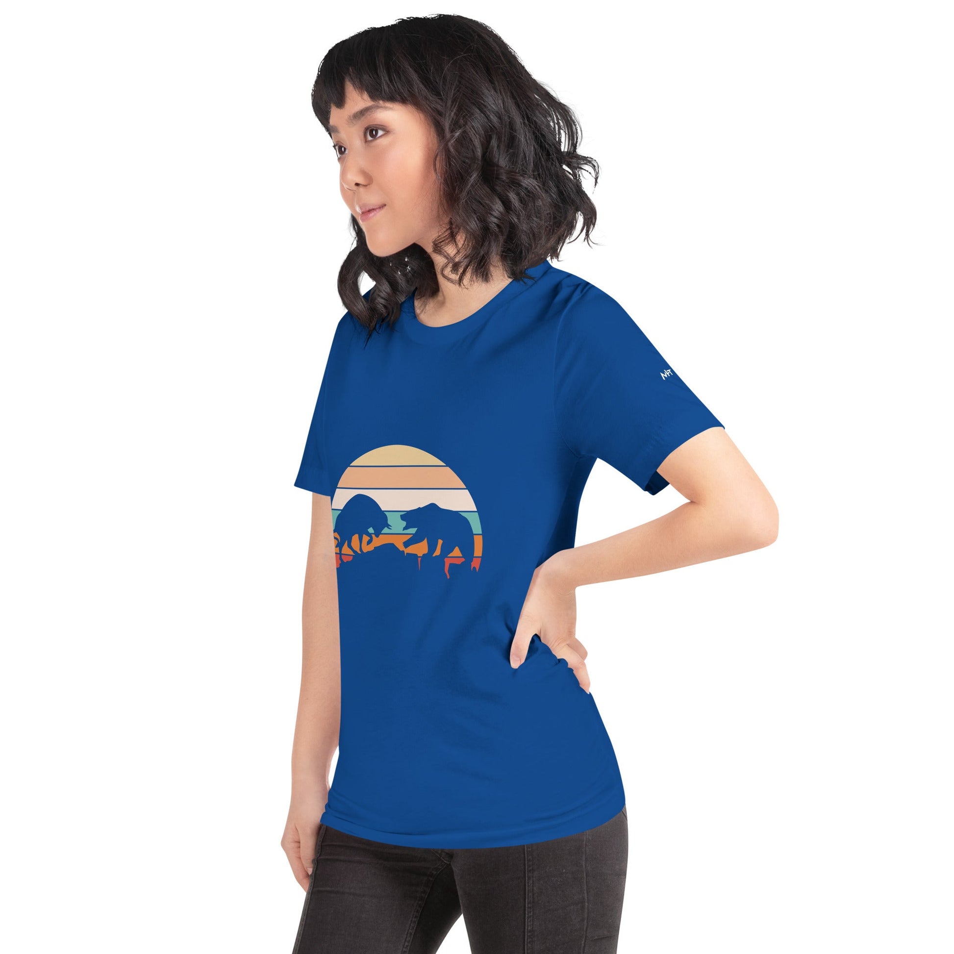 Bull Bear Fight in Sunset - Unisex t-shirt by DarkByteGear
