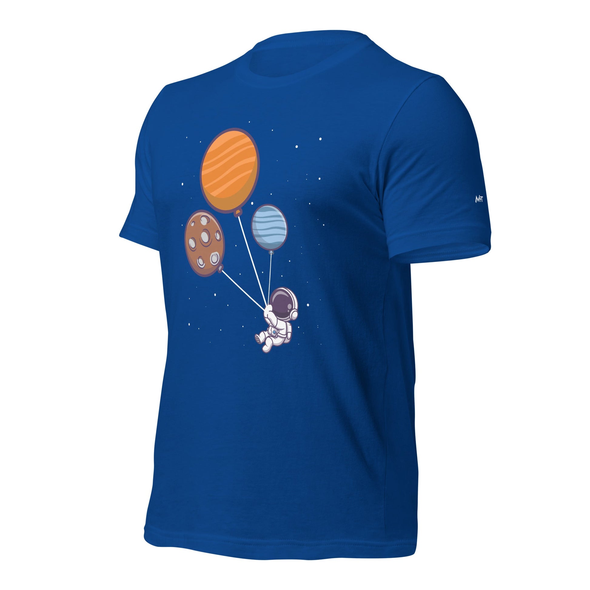 Astronaut with Balloons in Space - Unisex T-shirt by DarkByteGear