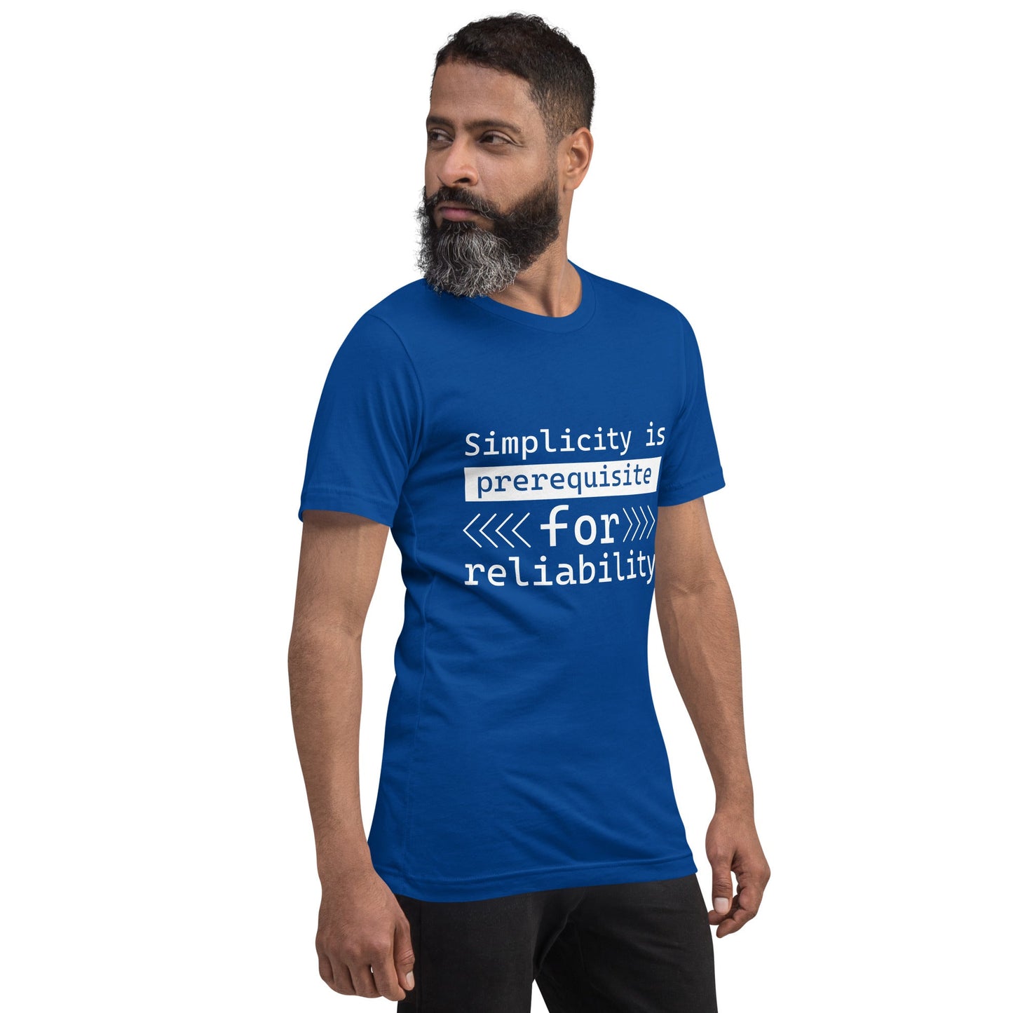 Simplicity is the prerequisite for reliability - Unisex t-shirt by DarkByteGear