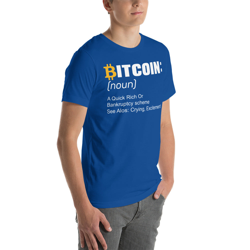 Bitcoin definition ( Yellow Cap B ) - Unisex t-shirt by DarkByteGear