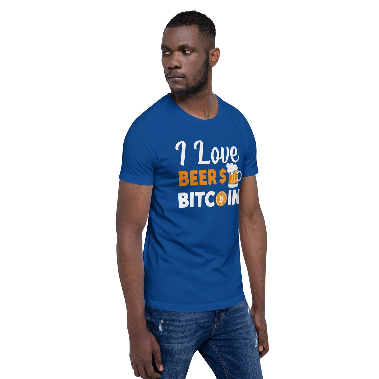 I Love Beer and Bitcoin Unisex t-shirt ( Back Print ) by DarkByteGear