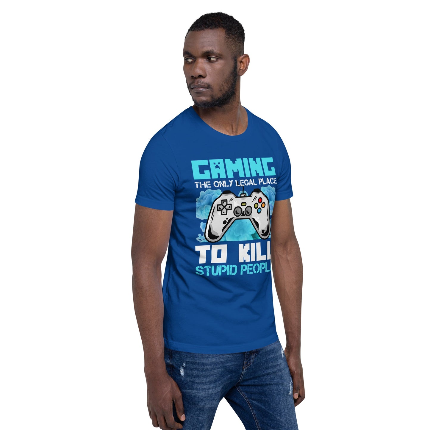 Gaming is the only Legal Place - Blue V Unisex t-shirt by DarkByteGear