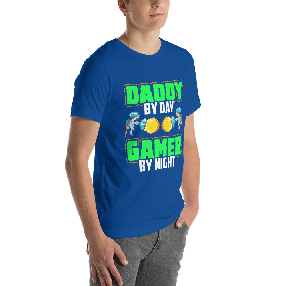 Daddy by Day, Gamer by Night Unisex t-shirt by DarkByteGear