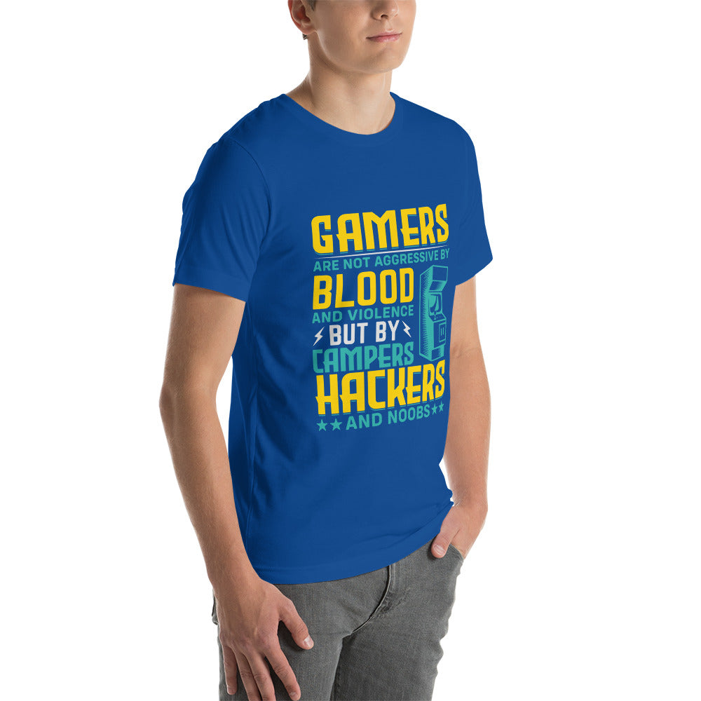 Gamers are not Aggressive by Blood and Violence ( rasel ) - Unisex t-shirt by DarkByteGear