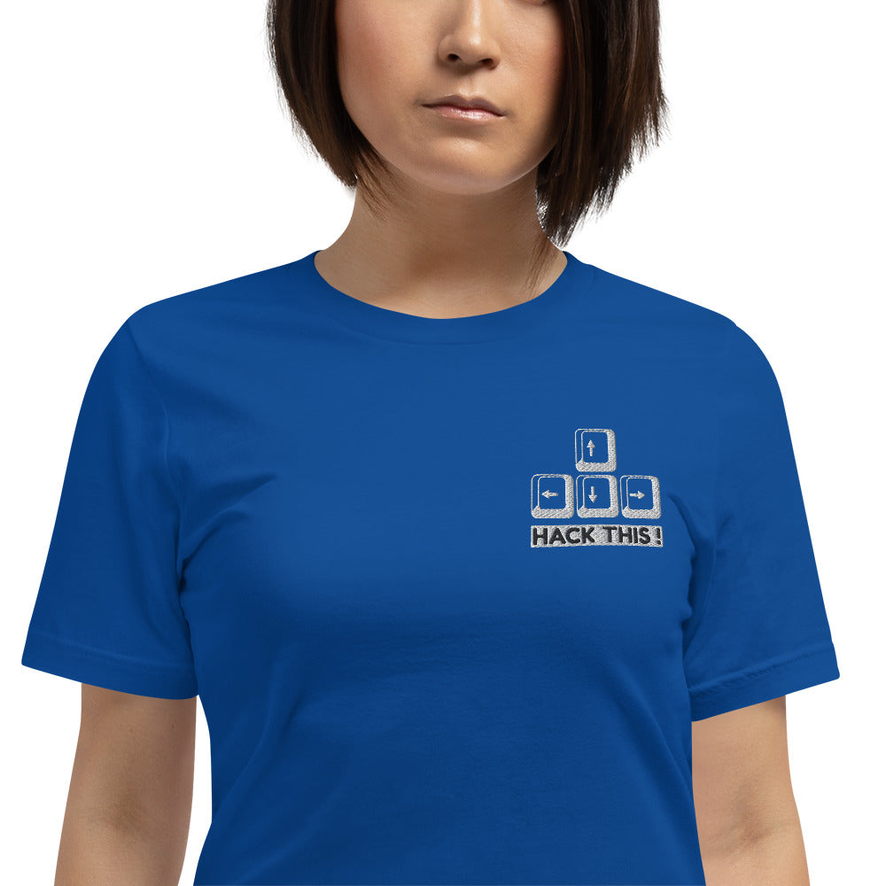 Hack this - Short-Sleeve Unisex T-Shirt (embroidery) by DarkByteGear