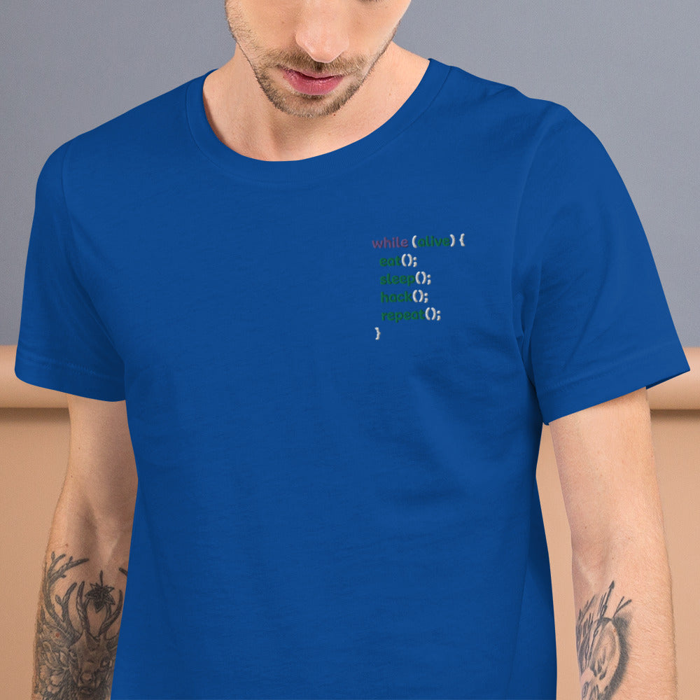 Eat sleep hack repeat - Unisex t-shirt (embroidered) by DarkByteGear