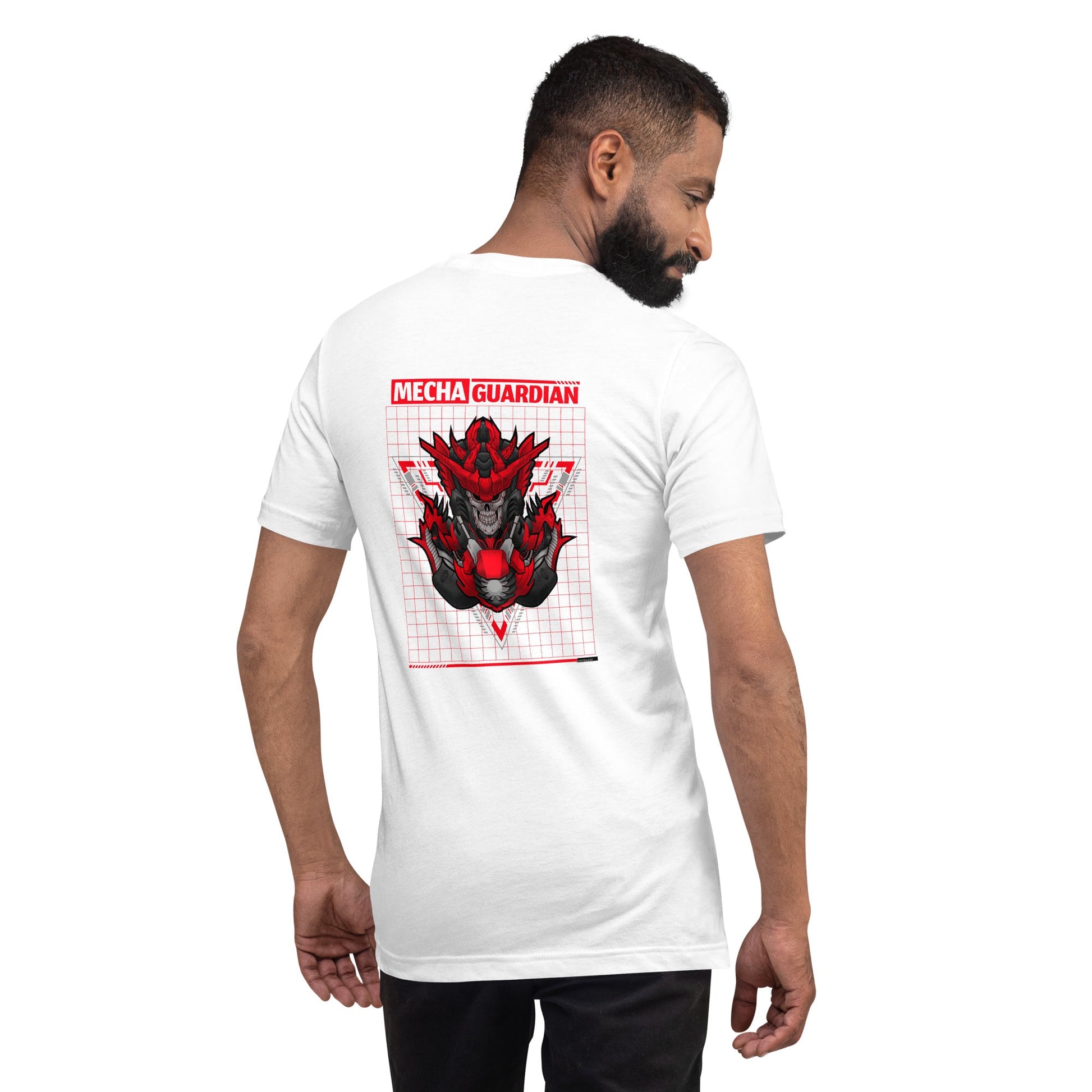 Red Mecha Guardian - Unisex t-shirt ( Back Print ) by DarkByteGear