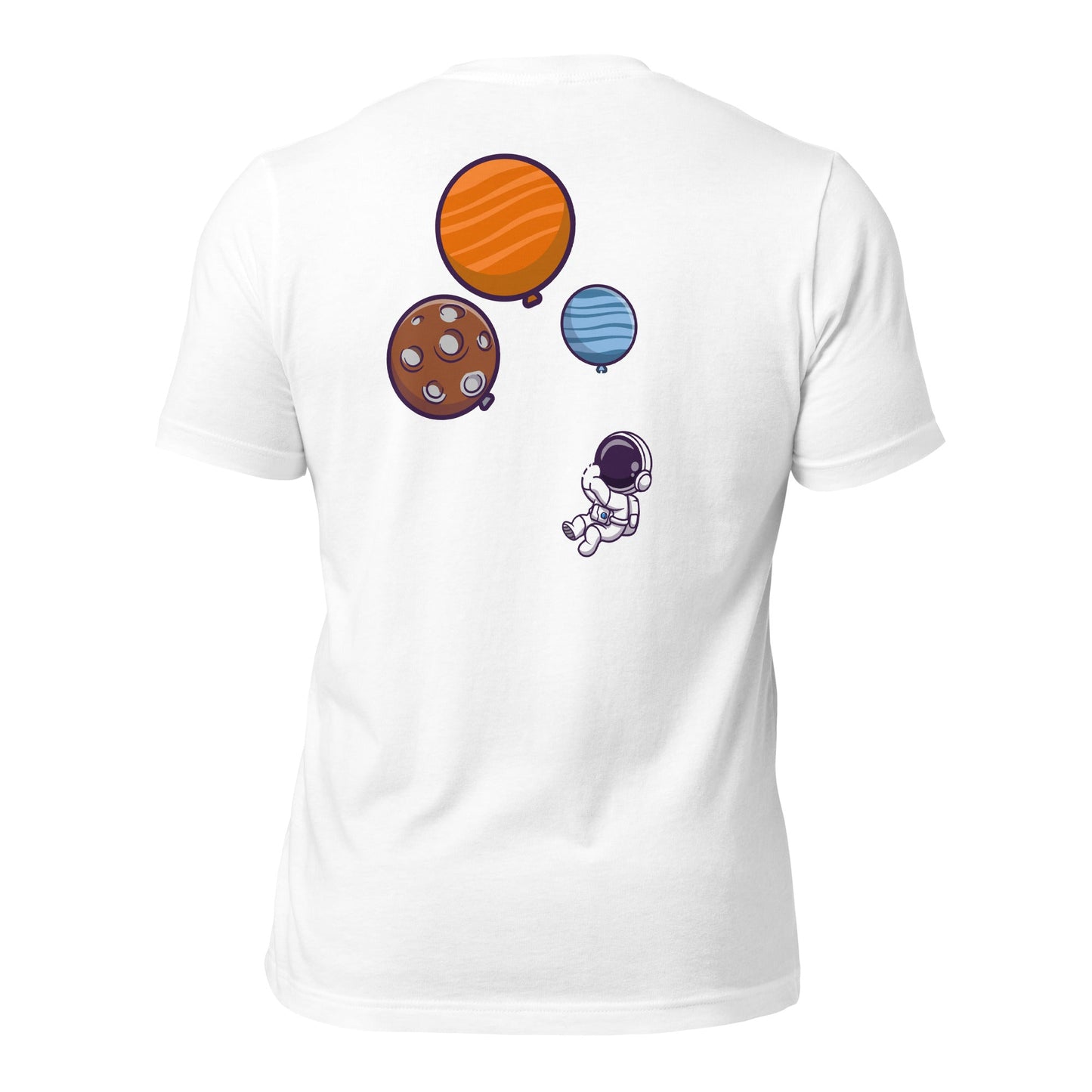 Astronaut with Balloons in Space - Unisex t-shirt ( Back Print ) by DarkByteGear