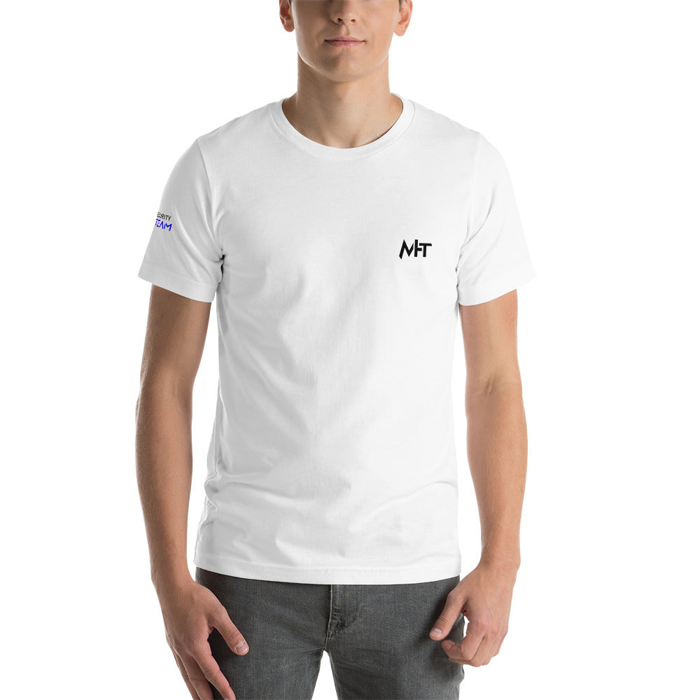 Cybersecurity Blue Team v4 - Short-sleeve unisex t-shirt (back print) by DarkByteGear