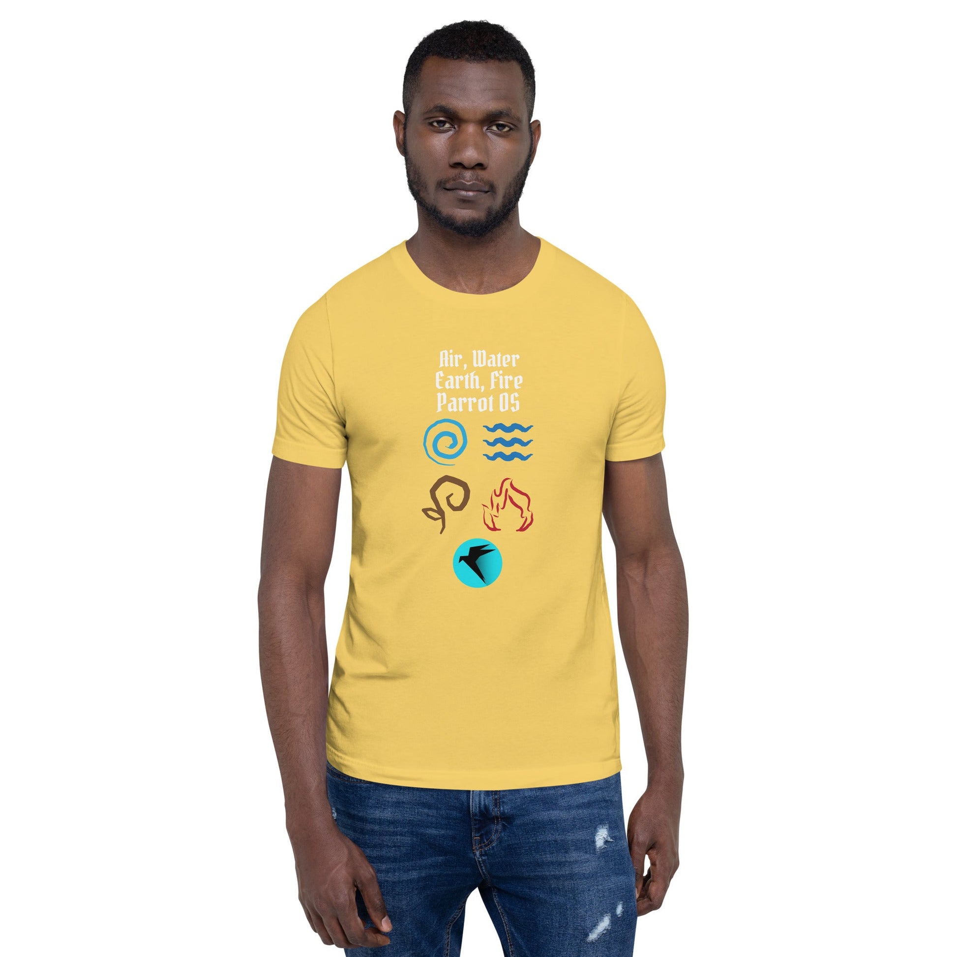 Air, Water, Earth, Fire, Parrot OS - Unisex t-shirt by DarkByteGear