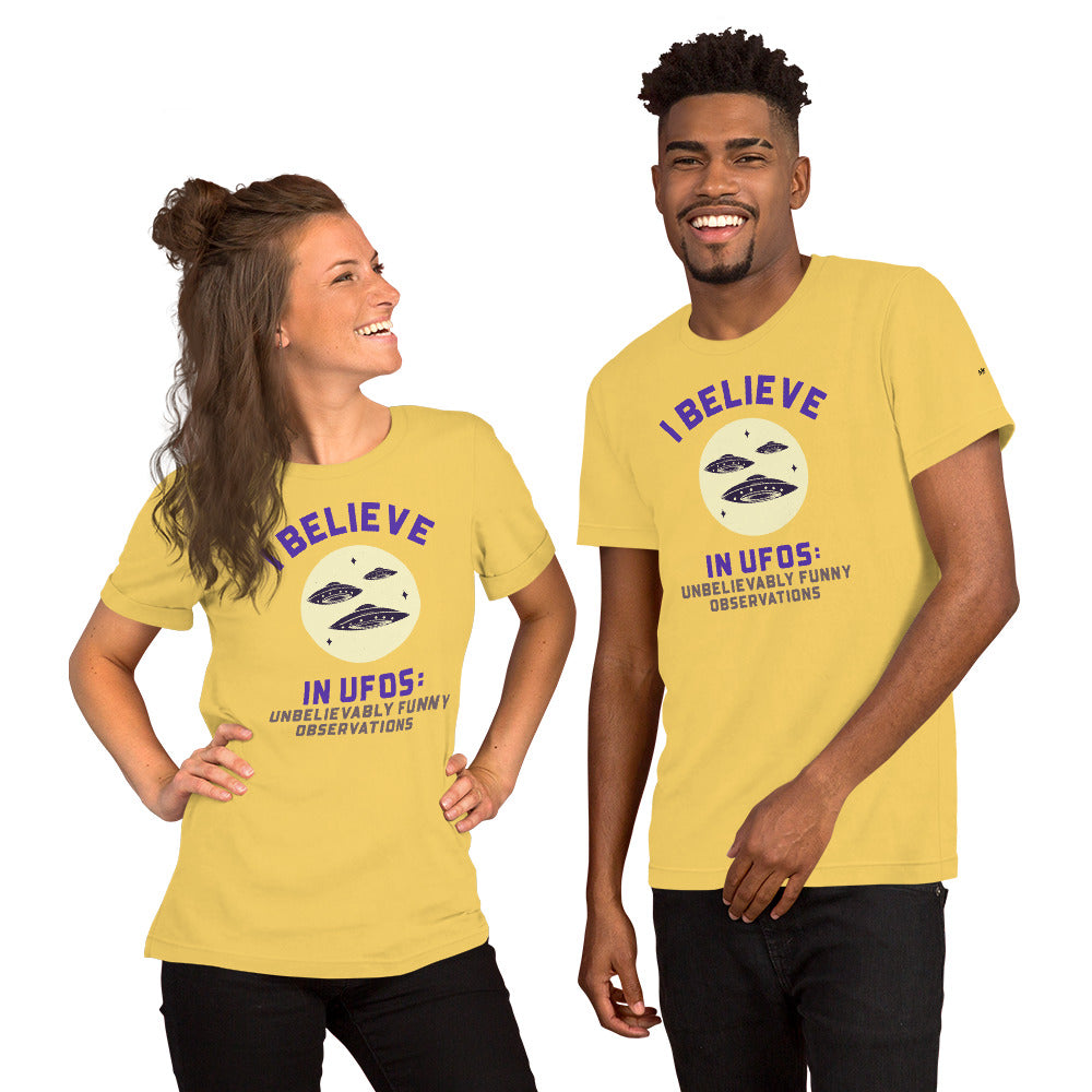 I believe in UFOs: Unbelievably Funny Observations - Unisex t-shirt by DarkByteGear