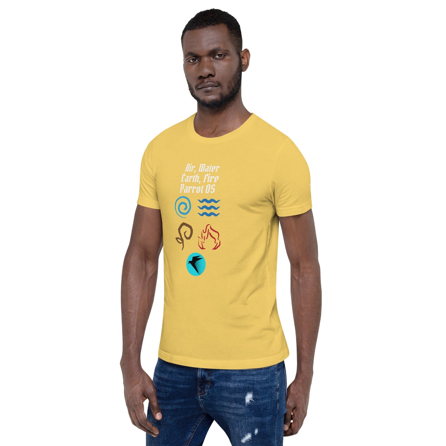 Air, Water, Earth, Fire, Parrot OS - Unisex t-shirt by DarkByteGear
