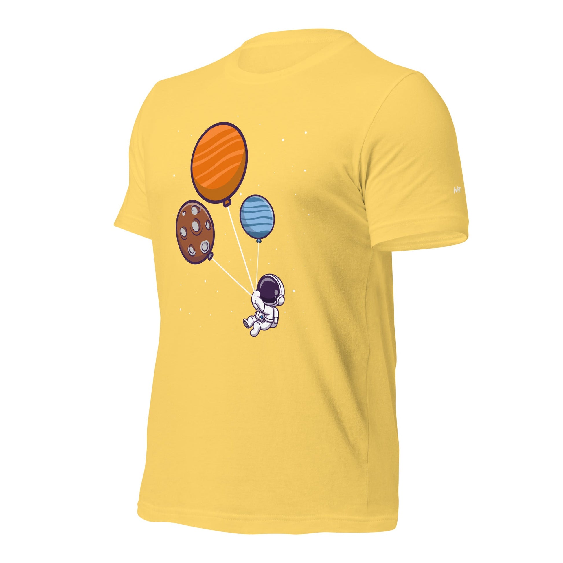 Astronaut with Balloons in Space - Unisex T-shirt by DarkByteGear