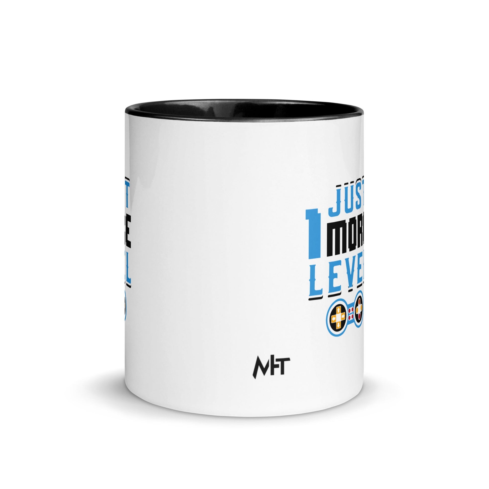 Just 1 More Level in Dark Text - Mug with Color Inside by DarkByteGear