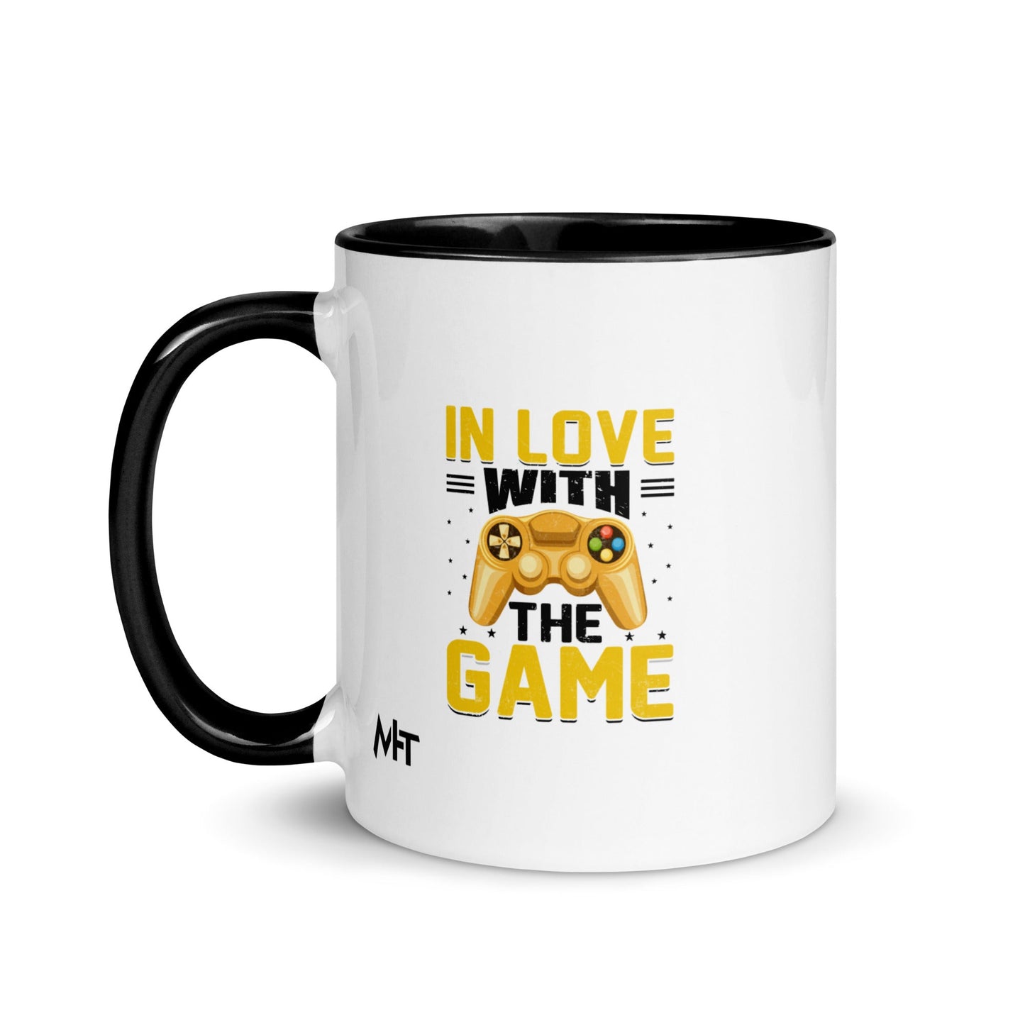 In Love With The Game in Dark Text - Mug with Color Inside by DarkByteGear
