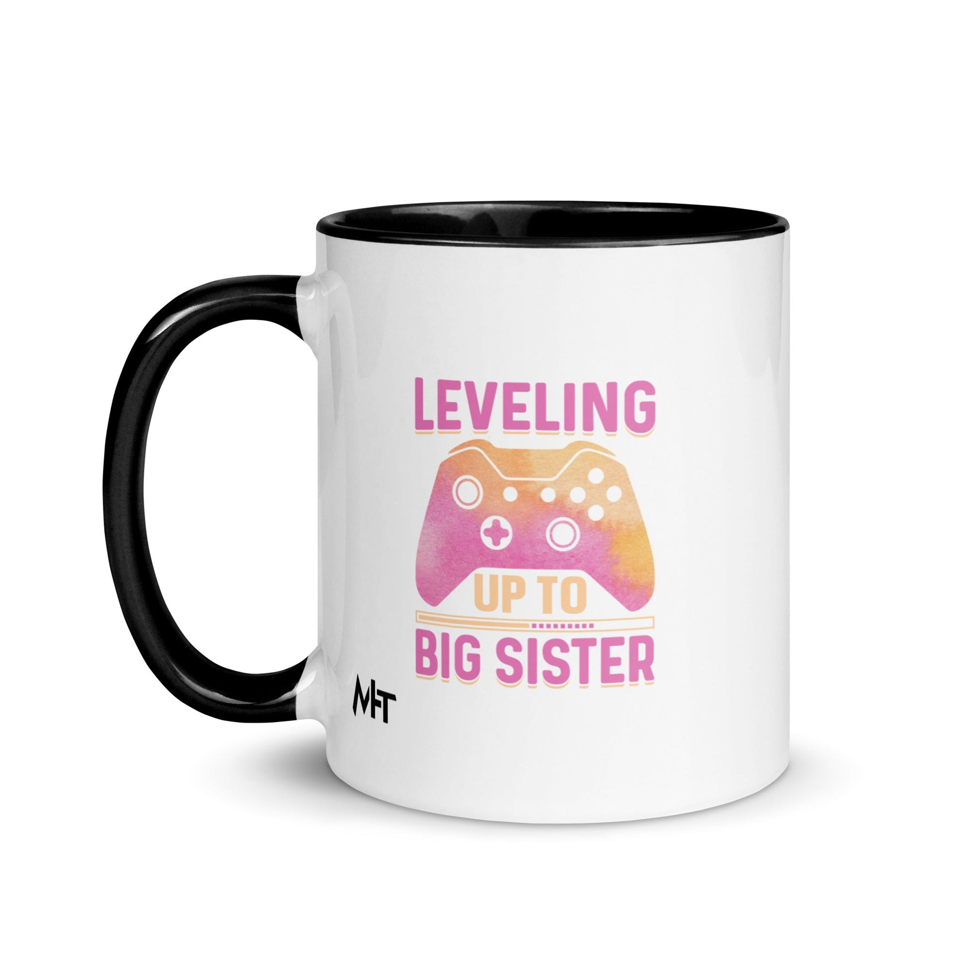 Levelling up to Big Sister for light color - Mug with Color Inside by DarkByteGear