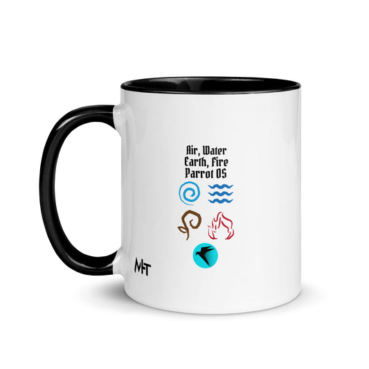 Air, Water, Earth, Fire, Parrot OS - Mug with Color Inside by DarkByteGear