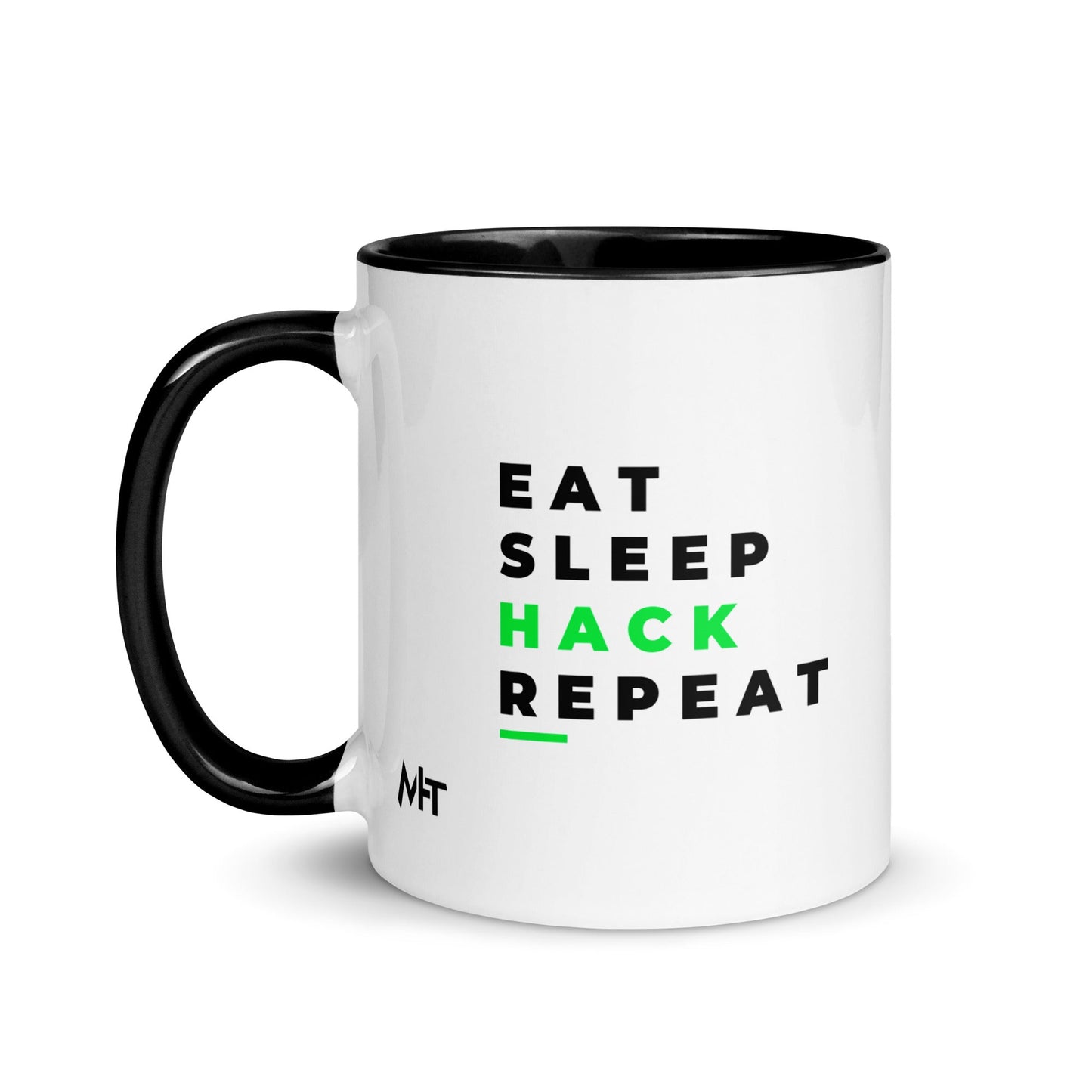 Eat, Sleep, Hack, Repeat V2 - Mug with Color Inside by DarkByteGear