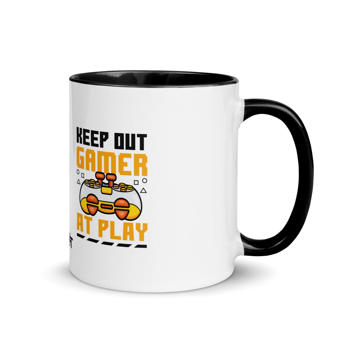 Keep Out Gamer At Play Rima 7 in Dark Text - Mug with Color Inside by DarkByteGear