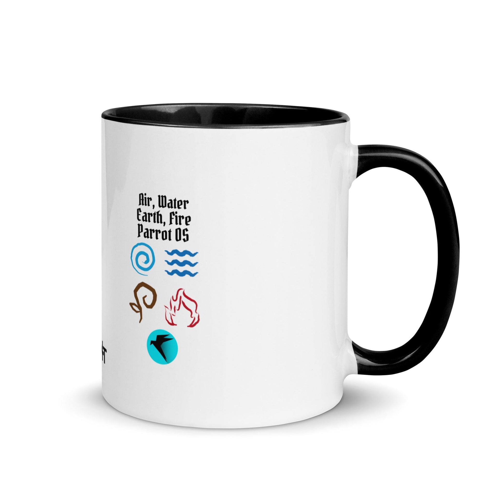 Air, Water, Earth, Fire, Parrot OS - Mug with Color Inside by DarkByteGear