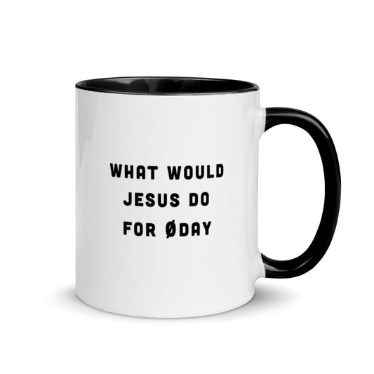 What would Jesus do for 0day - Mug with Color Inside by DarkByteGear