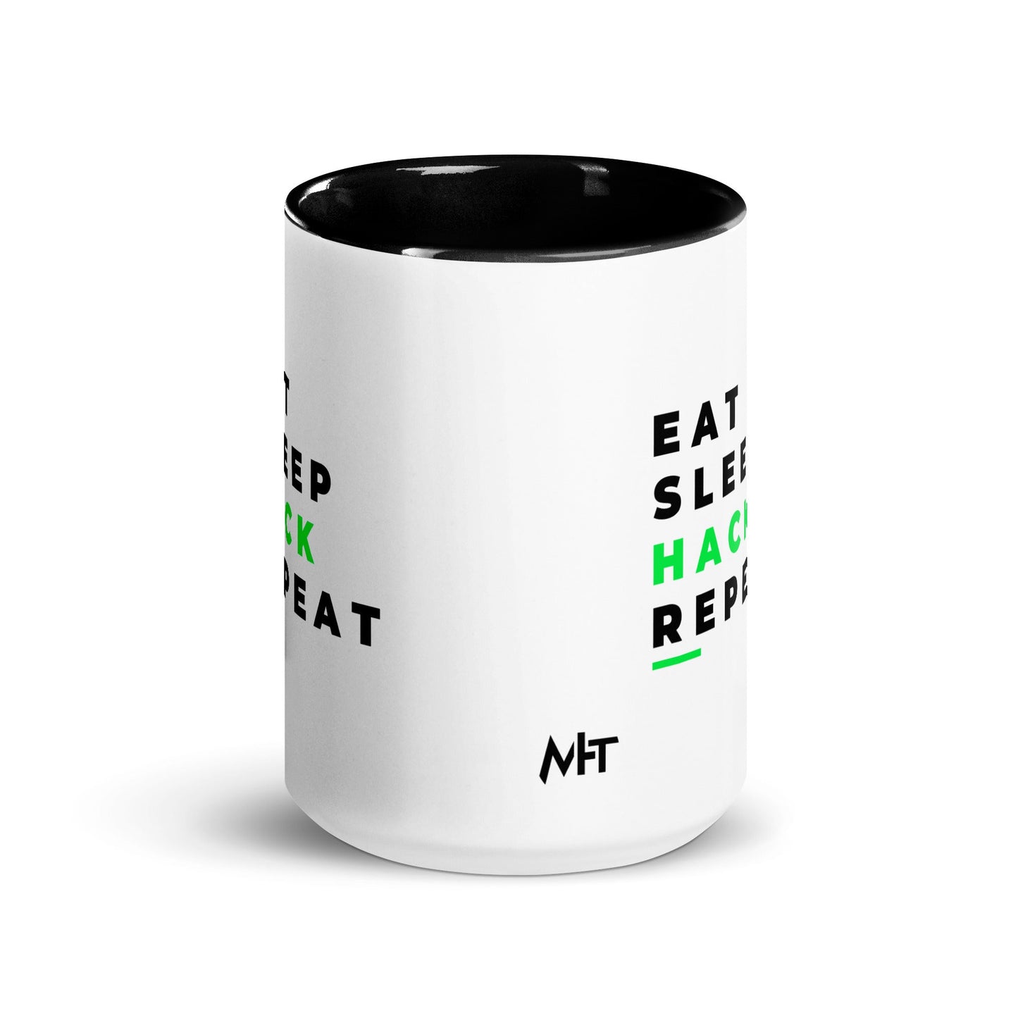 Eat, Sleep, Hack, Repeat V2 - Mug with Color Inside by DarkByteGear