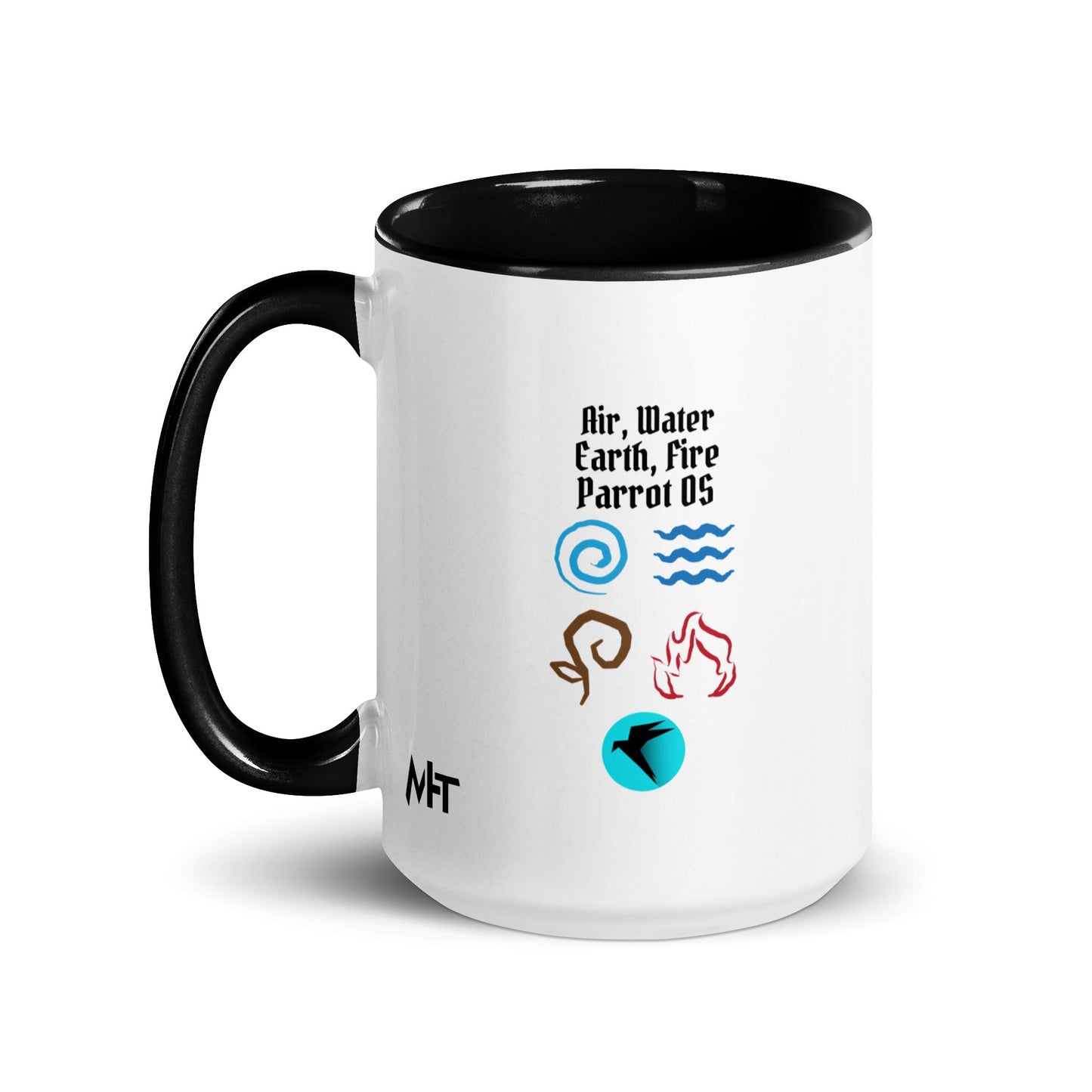 Air, Water, Earth, Fire, Parrot OS - Mug with Color Inside by DarkByteGear