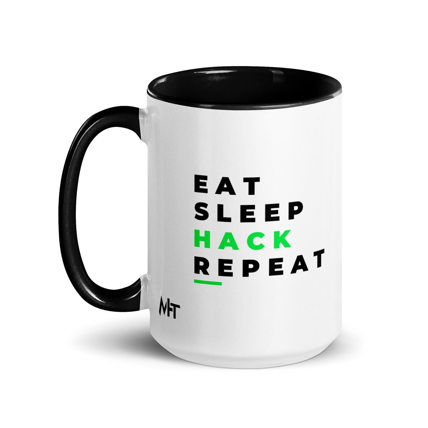 Eat, Sleep, Hack, Repeat V2 - Mug with Color Inside by DarkByteGear