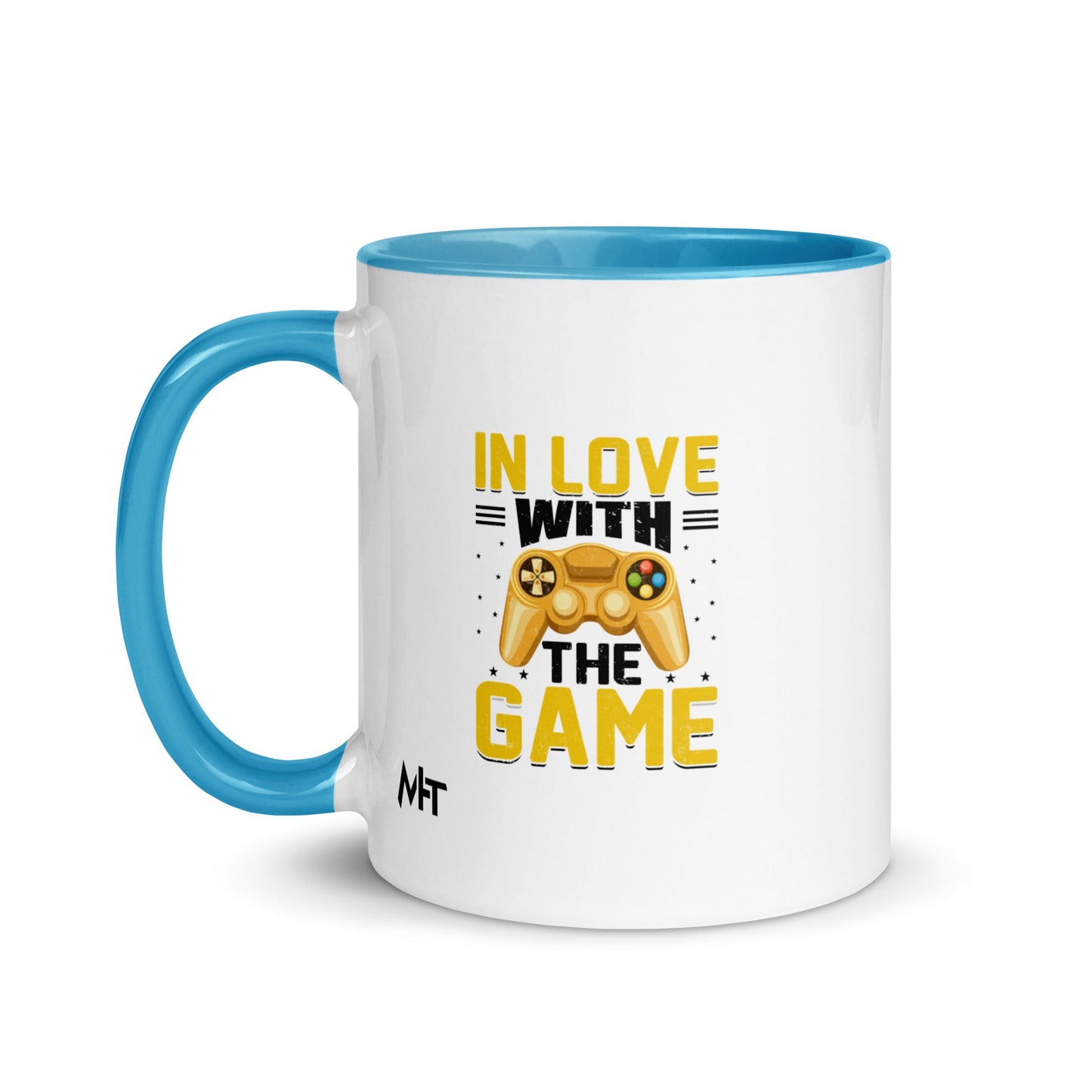 In Love With The Game in Dark Text - Mug with Color Inside by DarkByteGear