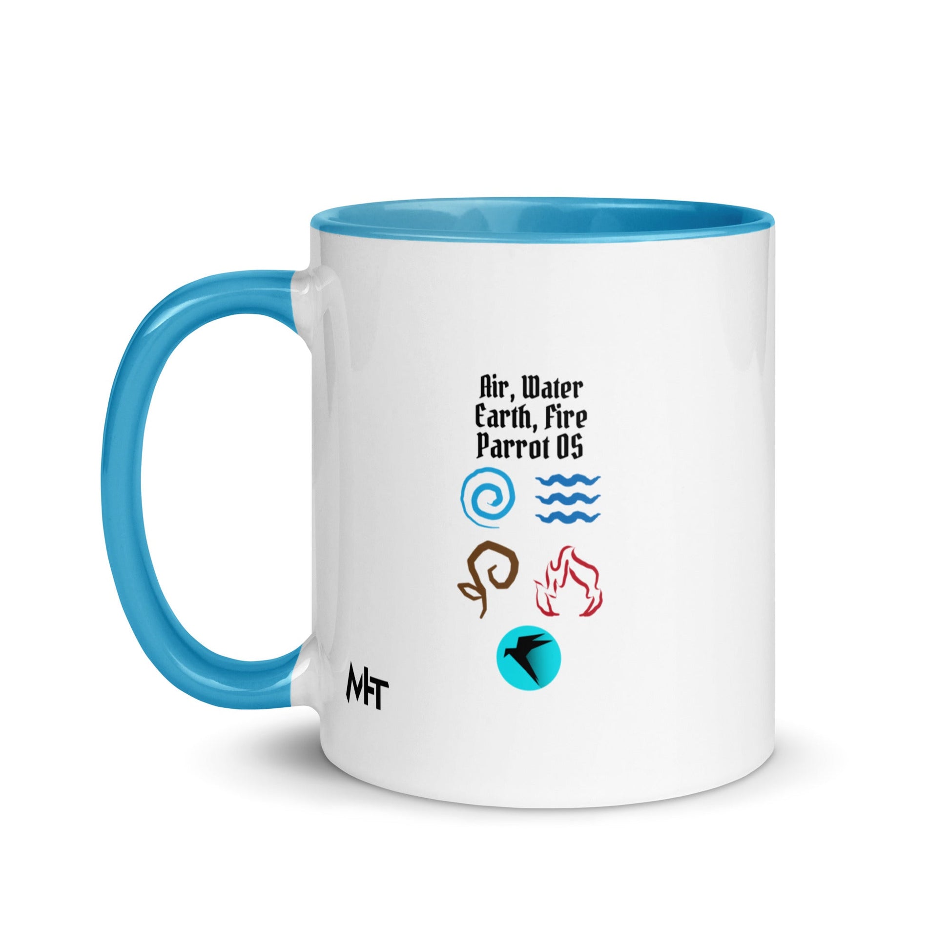 Air, Water, Earth, Fire, Parrot OS - Mug with Color Inside by DarkByteGear