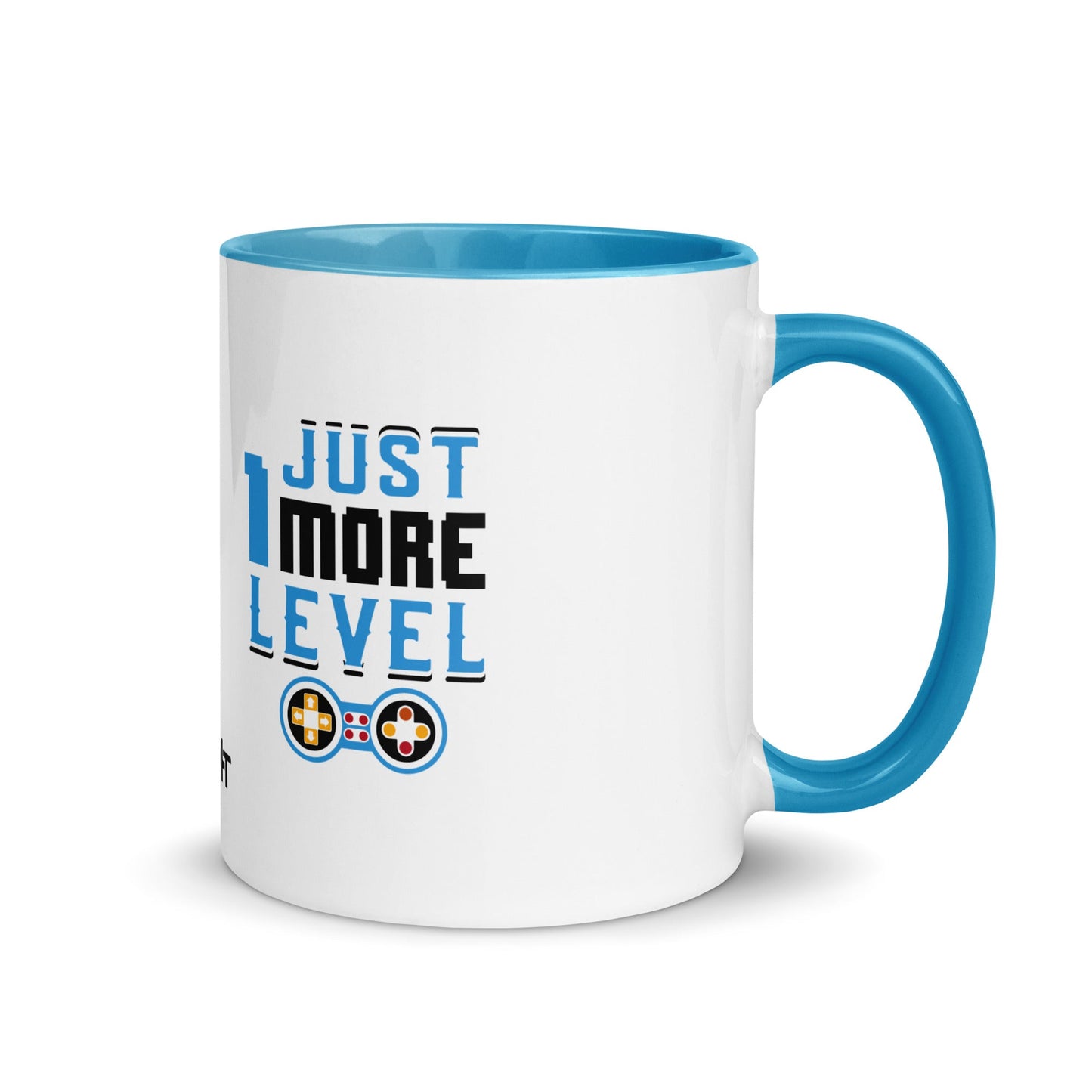 Just 1 More Level in Dark Text - Mug with Color Inside by DarkByteGear