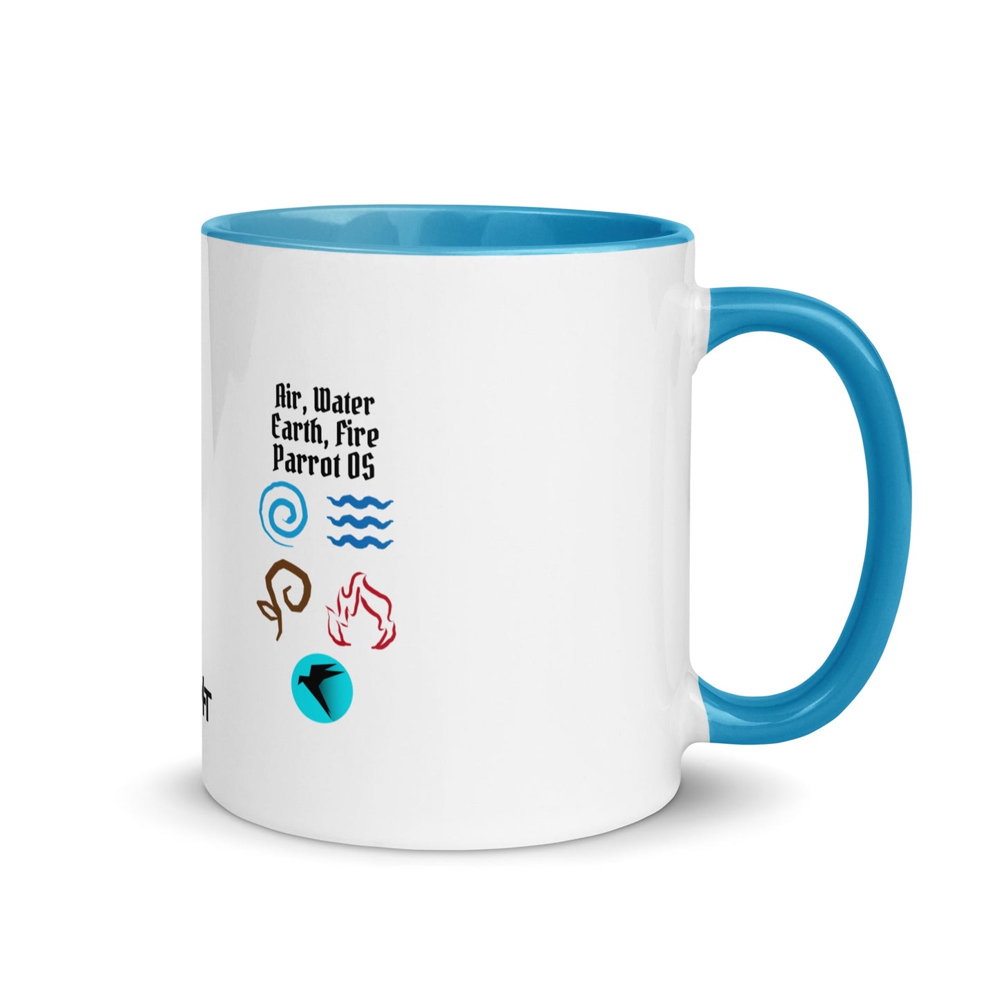 Air, Water, Earth, Fire, Parrot OS - Mug with Color Inside by DarkByteGear
