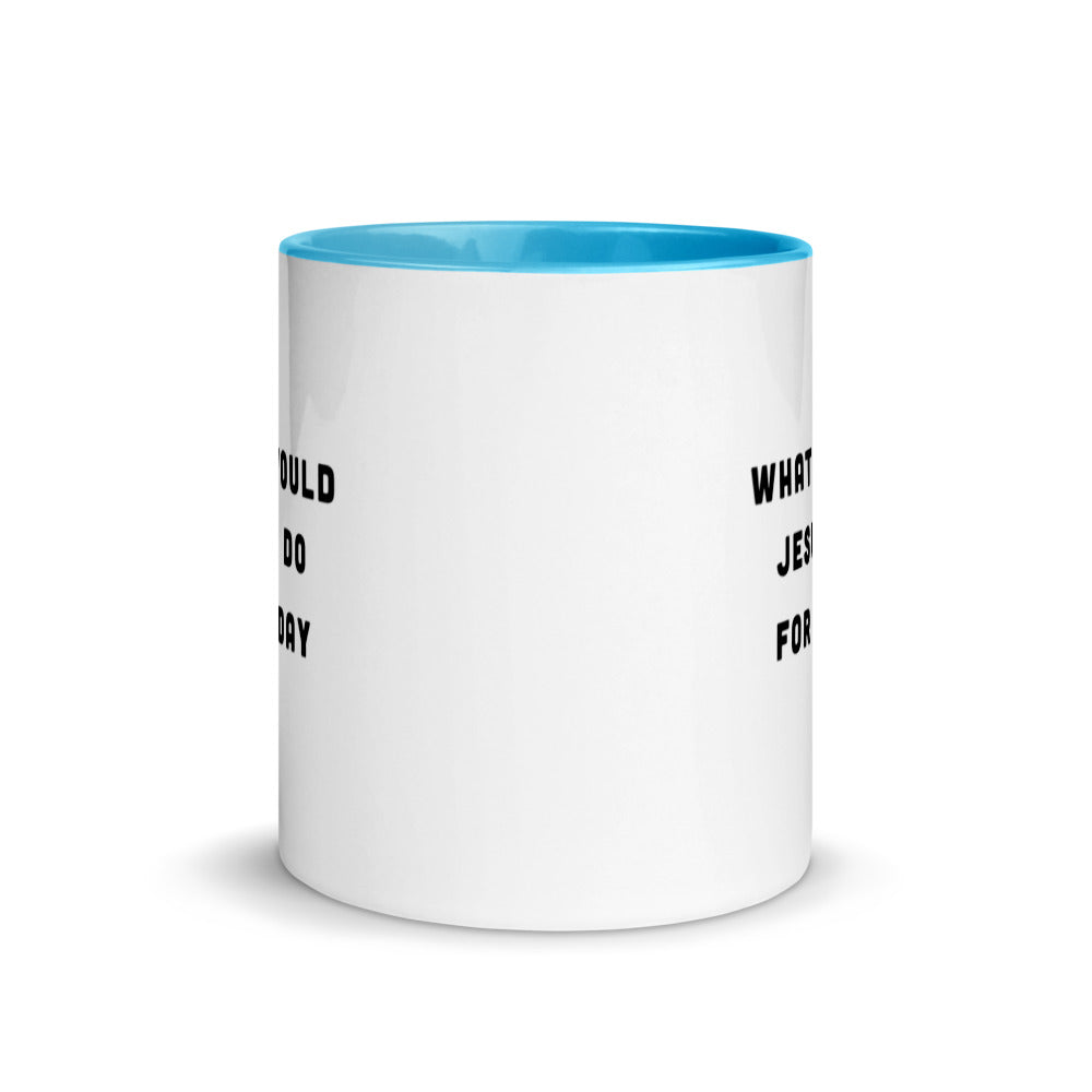 What would Jesus do for 0day - Mug with Color Inside by DarkByteGear
