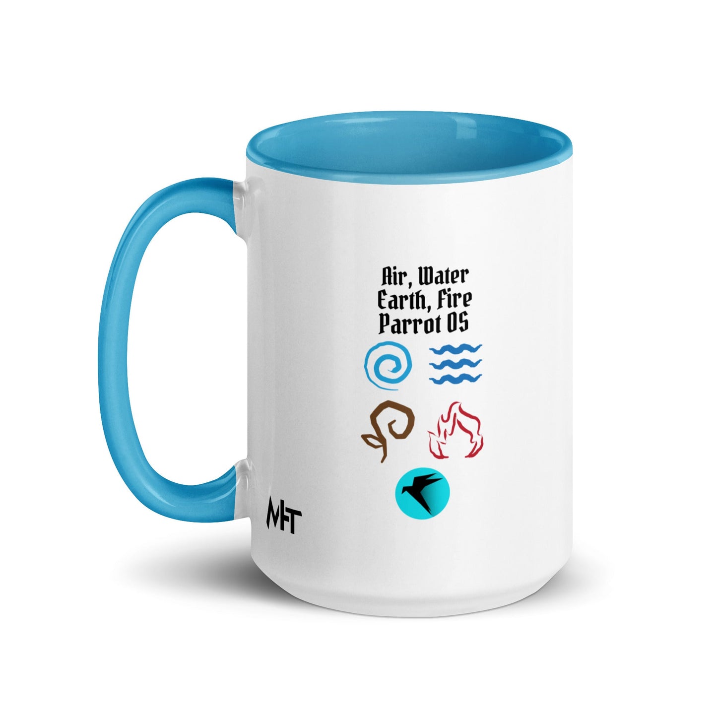 Air, Water, Earth, Fire, Parrot OS - Mug with Color Inside by DarkByteGear
