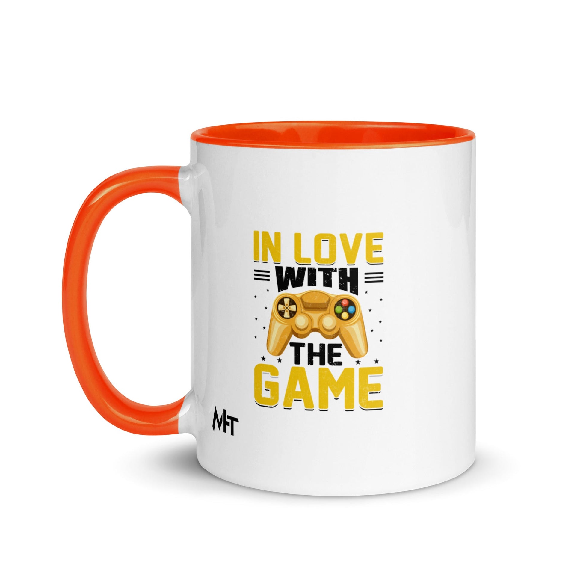 In Love With The Game in Dark Text - Mug with Color Inside by DarkByteGear