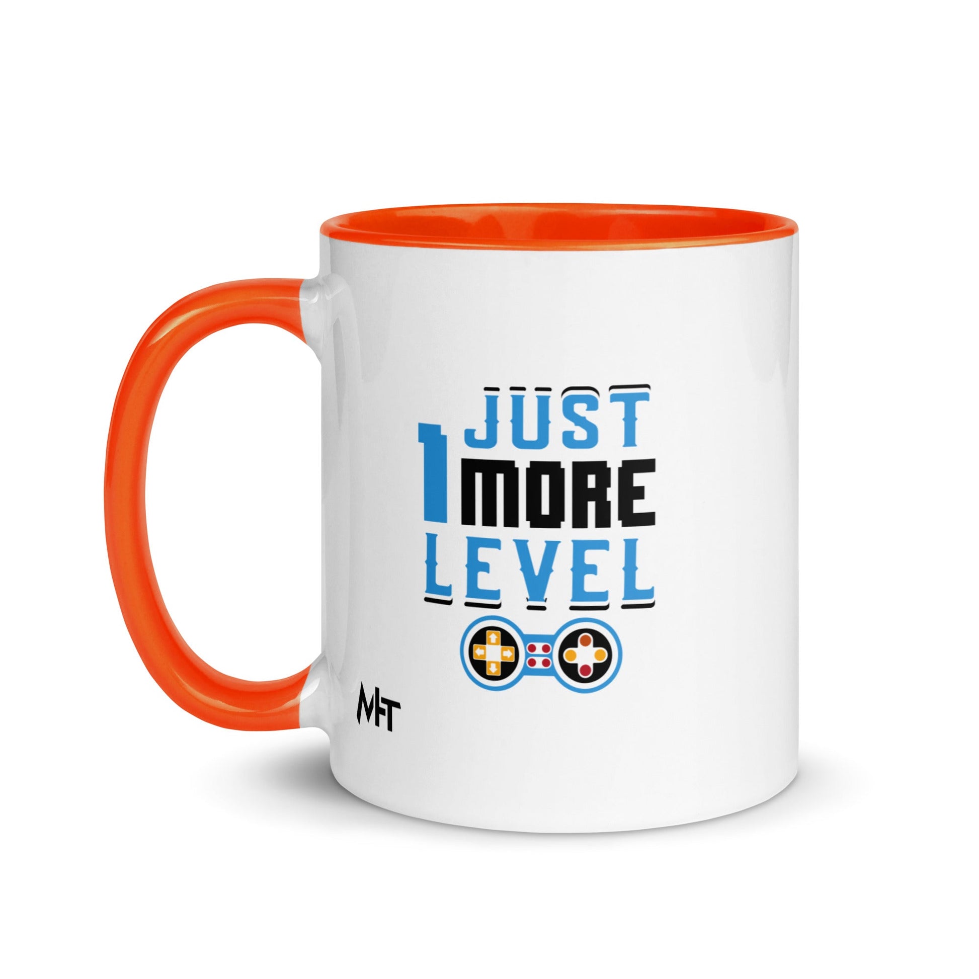 Just 1 More Level in Dark Text - Mug with Color Inside by DarkByteGear