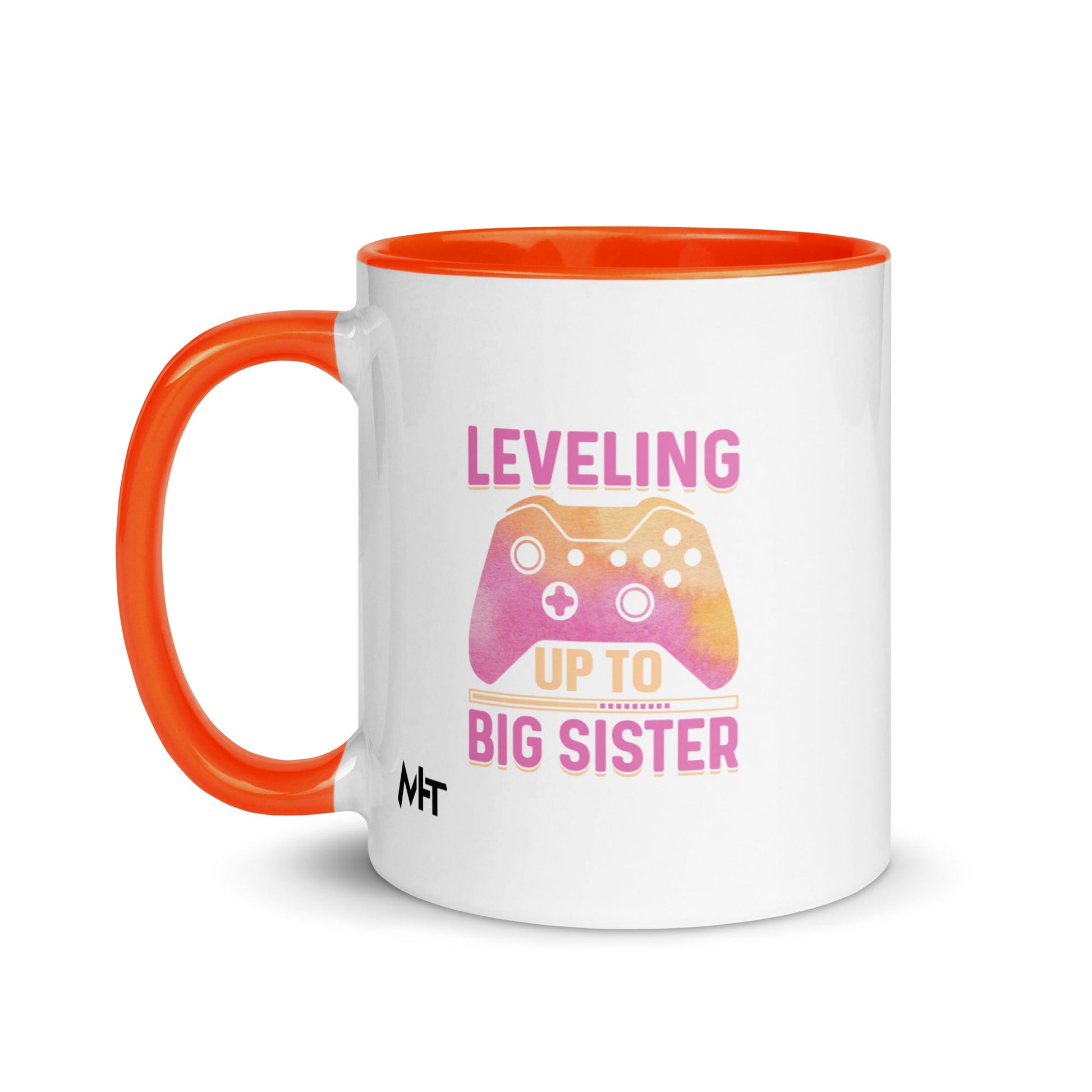 Levelling up to Big Sister for light color - Mug with Color Inside by DarkByteGear