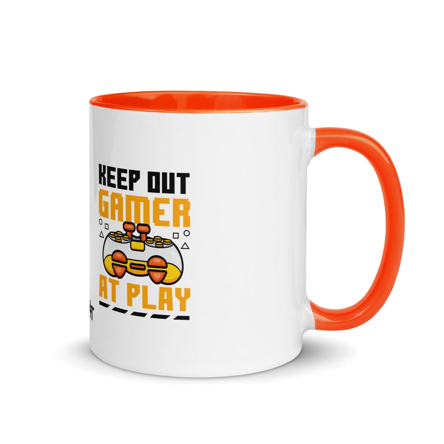 Keep Out Gamer At Play Rima 7 in Dark Text - Mug with Color Inside by DarkByteGear
