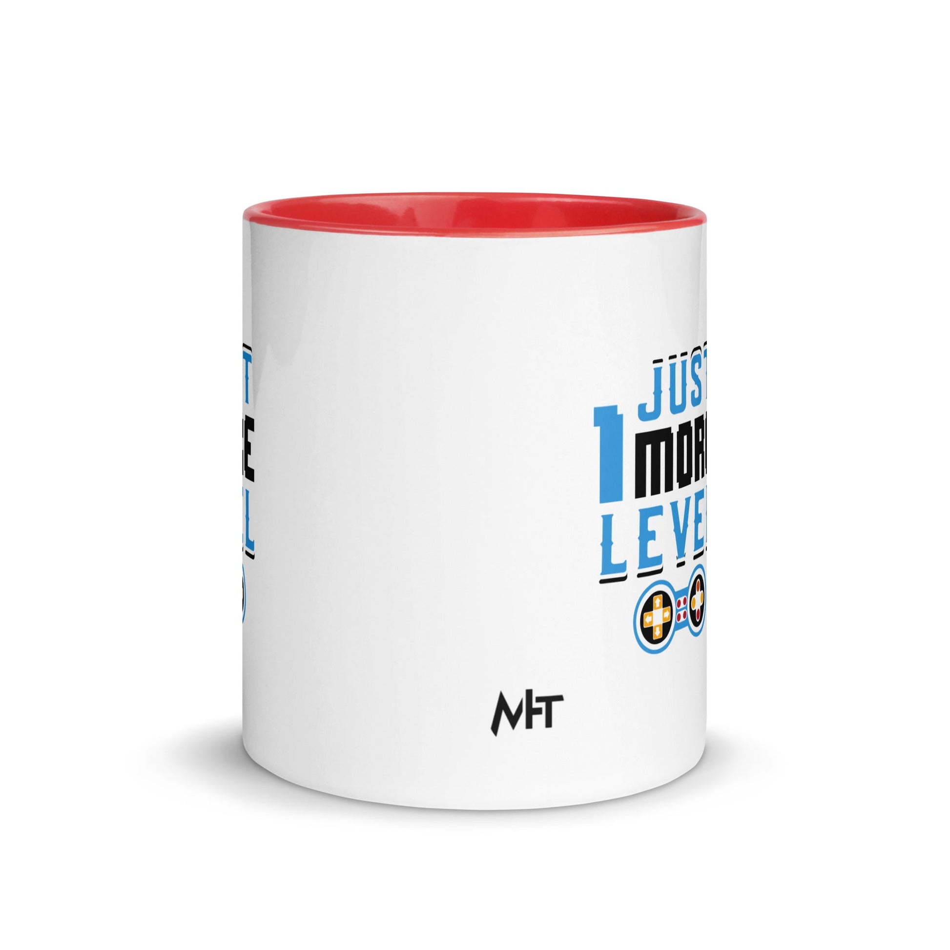 Just 1 More Level in Dark Text - Mug with Color Inside by DarkByteGear