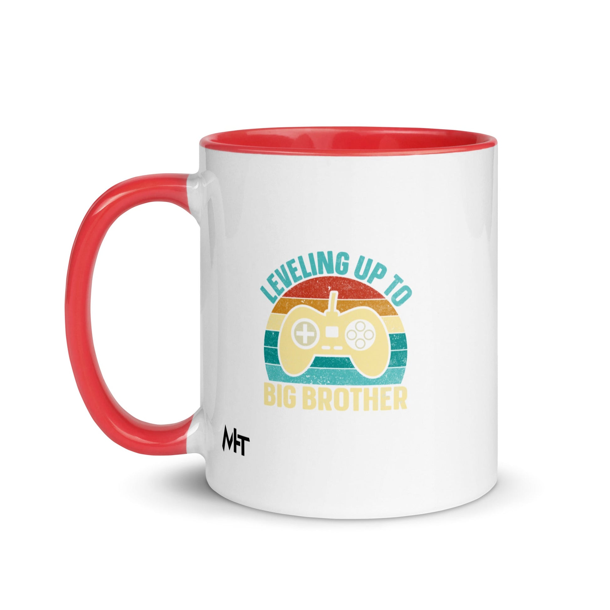 Levelling up to Big Brother V2 in Darker Shade - Mug with Color Inside by DarkByteGear
