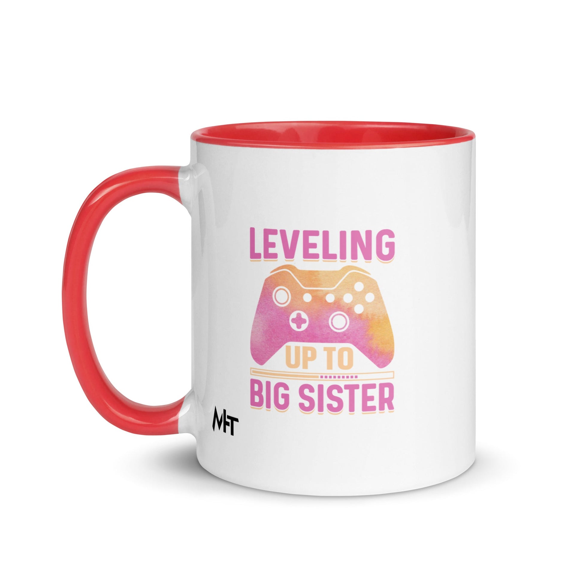 Levelling up to Big Sister for light color - Mug with Color Inside by DarkByteGear