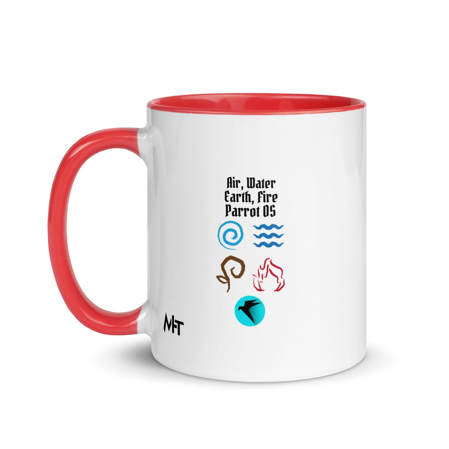 Air, Water, Earth, Fire, Parrot OS - Mug with Color Inside by DarkByteGear